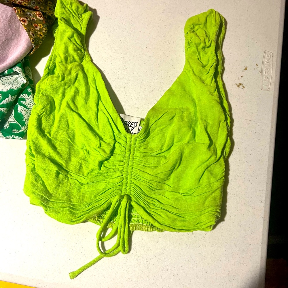 Princess Polly Vibrant Lime Ruched Tank Top